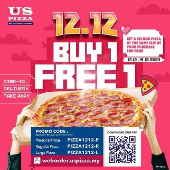 US-Pizza-12.12-Buy-1-Free-1-Promo-350x350 - Food , Restaurant & Pub Johor Kedah Kelantan Kuala Lumpur Melaka Negeri Sembilan Pahang Penang Perak Perlis Pizza Promotions & Freebies Putrajaya Sabah Sarawak Selangor Terengganu 