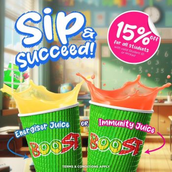 Boost-Juice-Bars-15-off-Promo-for-Student-Promo-350x350 - Beverages Food , Restaurant & Pub Johor Kedah Kelantan Kuala Lumpur Melaka Negeri Sembilan Pahang Penang Perak Perlis Promotions & Freebies Putrajaya Sabah Sarawak Selangor Terengganu 