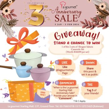 La-gourmet-3rd-Anniversary-Sale-at-Starling-Mall-350x350 - Home & Garden & Tools Kitchenware Malaysia Sales Selangor 