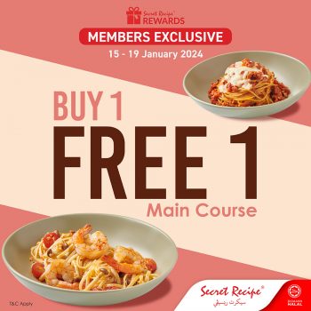 Secret-Recipe-Buy-1-Free-1-Main-Course-Promo-350x350 - Food , Restaurant & Pub Johor Kedah Kelantan Kuala Lumpur Melaka Negeri Sembilan Pahang Penang Perak Perlis Promotions & Freebies Putrajaya Sabah Sarawak Selangor Terengganu 