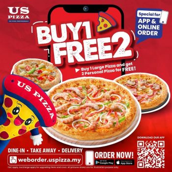 US-Pizza-Buy-1-Free-2-Promo-350x350 - Food , Restaurant & Pub Johor Kedah Kelantan Kuala Lumpur Melaka Negeri Sembilan Online Store Pahang Penang Perak Perlis Pizza Promotions & Freebies Putrajaya Sabah Sarawak Selangor Terengganu 