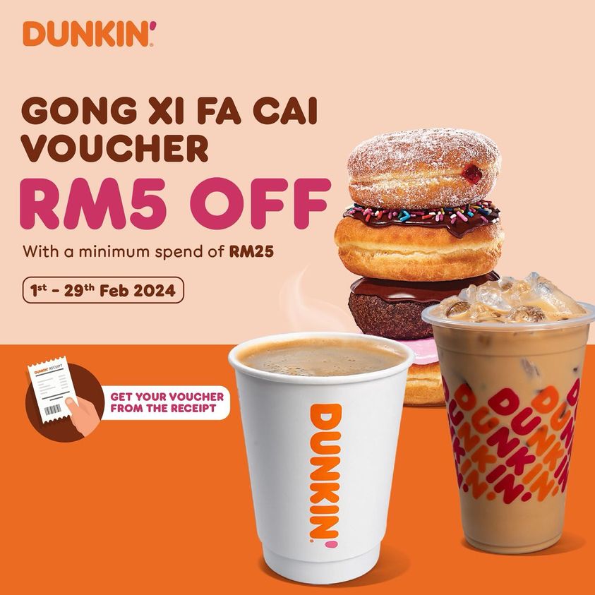 129 Feb 2024 Dunkin' Gong Xi Fa Ca Voucher Promo