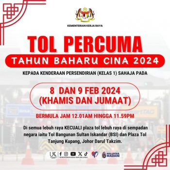 PLUS-Highway-Offers-Free-Tolls-for-Chinese-New-Year-2024-2-350x350 - Johor Kedah Kelantan Kuala Lumpur Melaka Negeri Sembilan Pahang Penang Perak Perlis Promotions & Freebies Putrajaya Sabah Sarawak Selangor Sports,Leisure & Travel Terengganu Transportation 