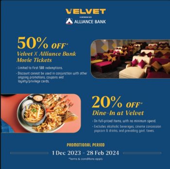 Velvet-Cinemas-50-Off-Movie-Tickets-20-off-for-Dine-In-Promo-350x348 - Cinemas Kuala Lumpur Movie & Music & Games Promotions & Freebies Selangor 
