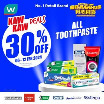 Watsons-Toothpaste-30-off-Promotion-350x350 - Beauty & Health Health Supplements Johor Kedah Kelantan Kuala Lumpur Melaka Negeri Sembilan Pahang Penang Perak Perlis Personal Care Promotions & Freebies Putrajaya Sabah Sarawak Selangor Terengganu 