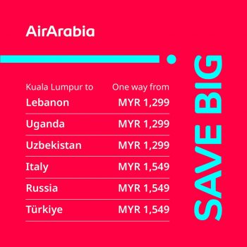 Air-Arabia-Save-Big-Promo-3-350x350 - Air Fare Johor Kedah Kelantan Kuala Lumpur Melaka Negeri Sembilan Online Store Pahang Penang Perak Perlis Promotions & Freebies Putrajaya Sabah Sarawak Selangor Sports,Leisure & Travel Terengganu 