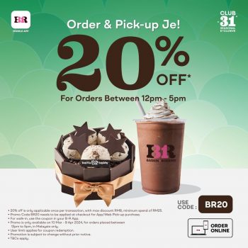 Baskin-Robbins-20-off-Promo-for-Club-31-Users-350x350 - Food , Restaurant & Pub Ice Cream Johor Kedah Kelantan Kuala Lumpur Melaka Negeri Sembilan Online Store Pahang Penang Perak Perlis Promotions & Freebies Putrajaya Sabah Sarawak Selangor Terengganu 