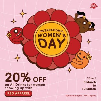 JUICY-International-Womens-Day-Promo-350x350 - Beverages Food , Restaurant & Pub Johor Kedah Kelantan Kuala Lumpur Melaka Negeri Sembilan Pahang Penang Perak Perlis Promotions & Freebies Putrajaya Sabah Sales Happening Now In Malaysia Sarawak Selangor Terengganu 