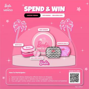 Miniso-Barbie-Spend-Win-Contest-350x350 - Events & Fairs Johor Kedah Kelantan Kuala Lumpur Melaka Negeri Sembilan Online Shopping & Marketplace Online Store Pahang Penang Perak Perlis Putrajaya Sabah Sarawak Selangor Terengganu 