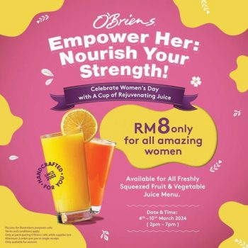 OBriens-Womens-Day-Special-350x350 - Food , Restaurant & Pub Johor Kedah Kelantan Kuala Lumpur Melaka Negeri Sembilan Pahang Penang Perak Perlis Promotions & Freebies Putrajaya Sabah Sarawak Selangor Terengganu 