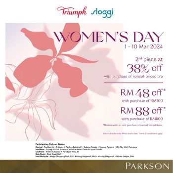 Parkson-Triumph-Womens-Day-Deal-350x350 - Fashion Lifestyle & Department Store Johor Kedah Kelantan Kuala Lumpur Lingerie Melaka Negeri Sembilan Pahang Penang Perak Perlis Promotions & Freebies Putrajaya Sabah Sarawak Selangor Terengganu Underwear 