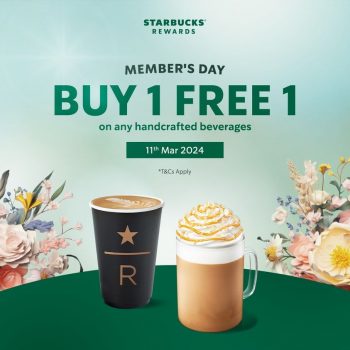 Starbucks-Members-Day-1-for-1-Promo-350x350 - Beverages Food , Restaurant & Pub Johor Kedah Kelantan Kuala Lumpur Melaka Negeri Sembilan Pahang Penang Perak Perlis Promotions & Freebies Putrajaya Sabah Sarawak Selangor Terengganu 