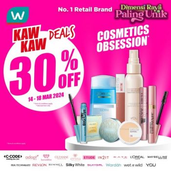 Watsons-Cosmetics-30-OFF-Promotion-350x350 - Beauty & Health Cosmetics Johor Kedah Kelantan Kuala Lumpur Melaka Negeri Sembilan Pahang Penang Perak Perlis Promotions & Freebies Putrajaya Sabah Sarawak Selangor Terengganu 