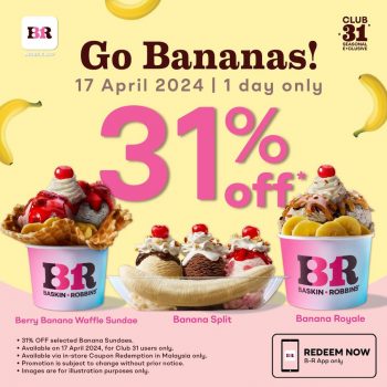 Baskin-Robbins-Go-Bananas-Special-350x350 - Food , Restaurant & Pub Ice Cream Johor Kedah Kelantan Kuala Lumpur Melaka Negeri Sembilan Pahang Penang Perak Perlis Promotions & Freebies Putrajaya Sabah Sarawak Selangor Terengganu 