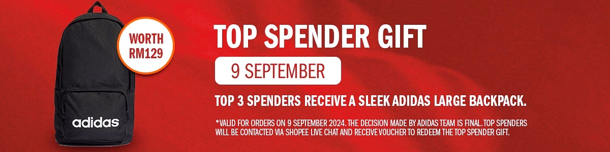 Top-Spender-Adidas-Gifts - Apparels Bags Bicycles Fashion Accessories Fashion Lifestyle & Department Store Fitness Footwear Golf Johor Kedah Kelantan Kuala Lumpur Location Melaka Nationwide Negeri Sembilan Online Store Outdoor Sports Pahang Penang Perak Perlis Putrajaya Sabah Sarawak Selangor Sports,Leisure & Travel Sportswear Terengganu Warehouse Sale & Clearance in Malaysia 