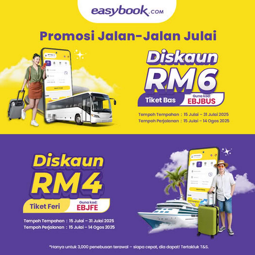 15-31 July 2025: Easybook Malaysia Travel Deal – Bus & Ferry Promo with ...