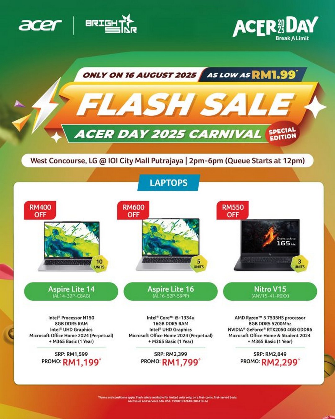 Acer-Day-2025-Flash-Sale 16 August 2025: Acer Day 2025 Flash Sale at IOI City Mall Putrajaya: One-Day Special Edition Promotion with Discounts up to RM1,430