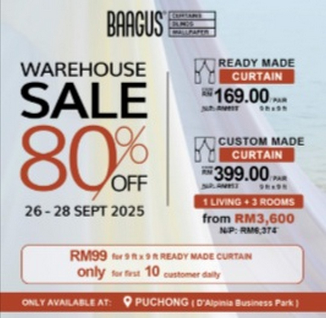 Baagus-Curtains-Warehouse-Sale-Up-to-80-Off 26-28 September 2025: Baagus Curtains Warehouse Sale Up to 80% Off at Puchong D’Alpinia Business Park