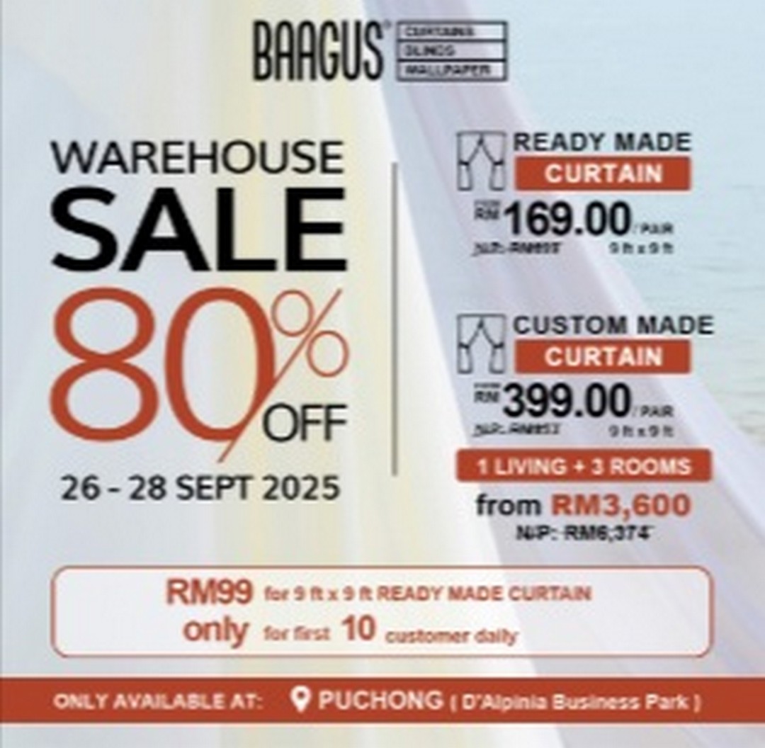 Baagus-Curtains-Warehouse-Sale 26-28 September 2025: Baagus Curtains: Warehouse Sale – Up to 80% Off Ready-Made Curtains & More