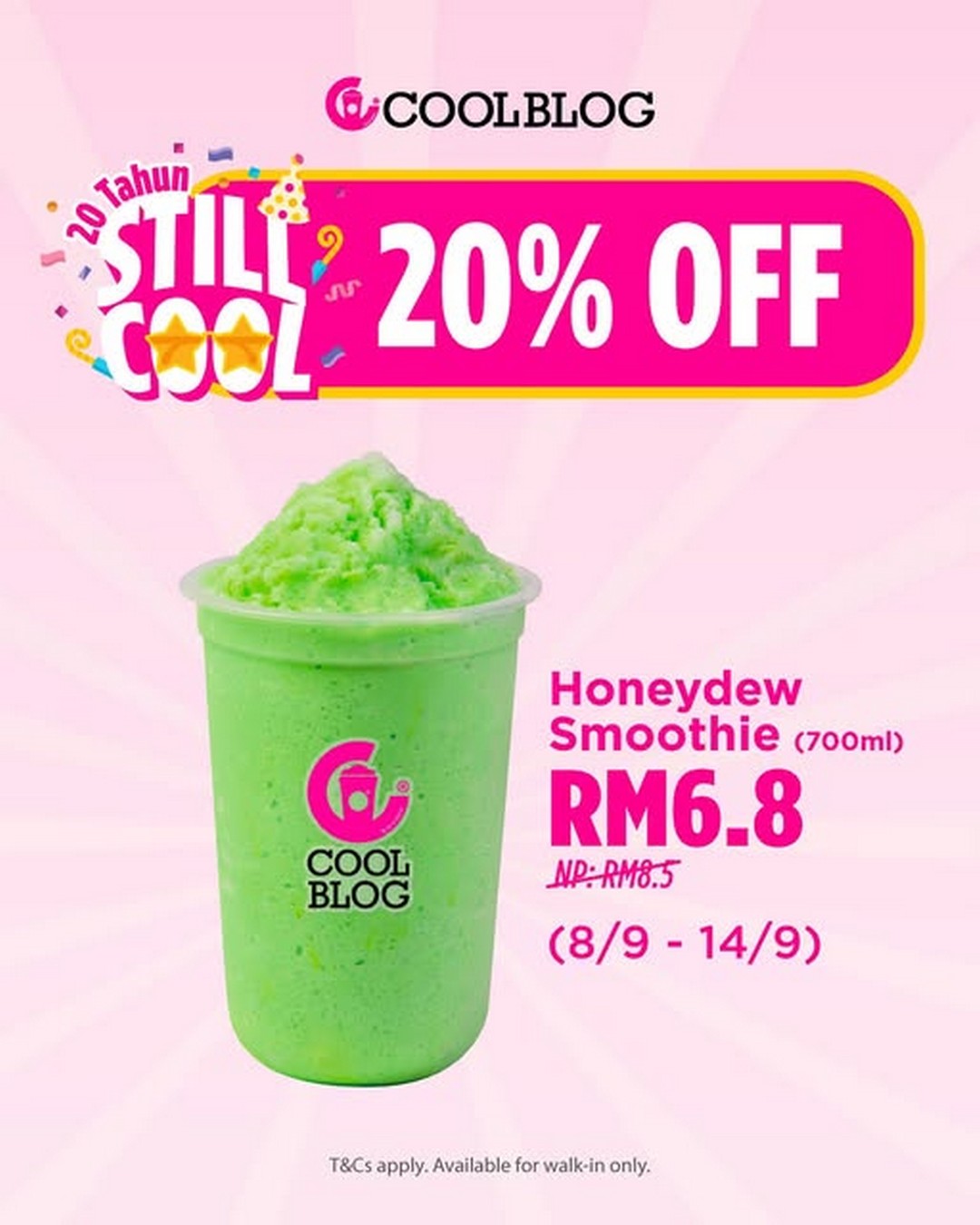 Coolblog-Malaysia-Honeydew-Smoothie-20-Off-Promotion 8-14 September 2025: Coolblog Malaysia: Honeydew Smoothie 20% Off Promotion