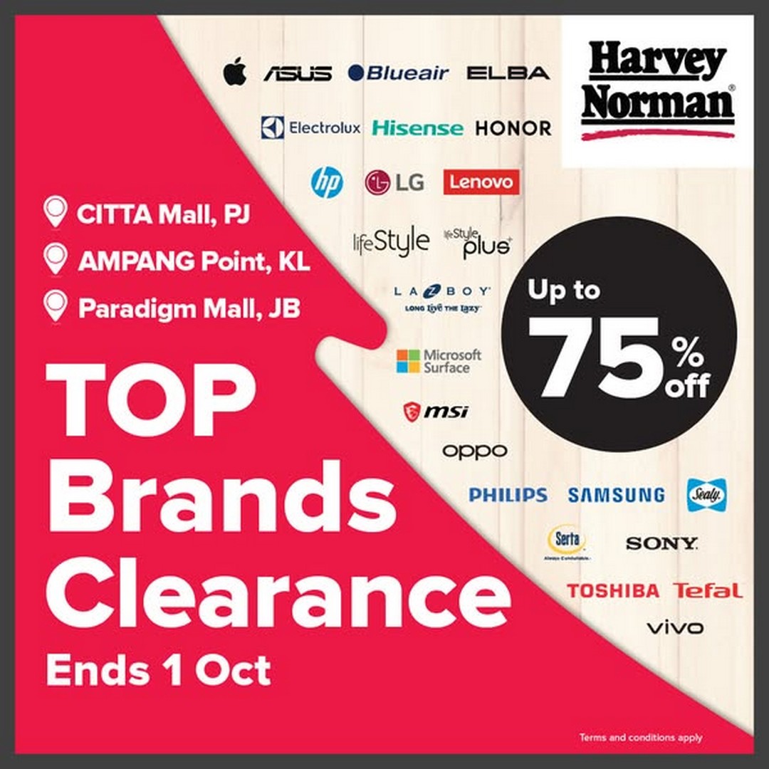 Harvey-Norman-Malaysia-Clearance-Sale-with-Up-to-75-Off 23 September–1 October 2025: Harvey Norman Malaysia: Clearance Sale with Up to 75% Off on Top Brands