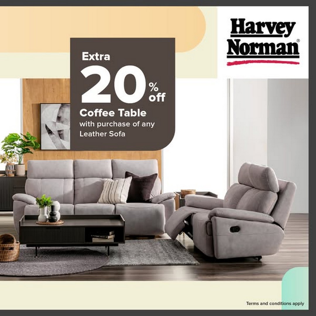 Harvey-Norman-Malaysia-Furniture-Bundles-Sale-1 4 September-1 October 2025: Harvey Norman Malaysia: Furniture Bundles Sale: Extra 20% OFF Coffee Tables with Leather Sofas