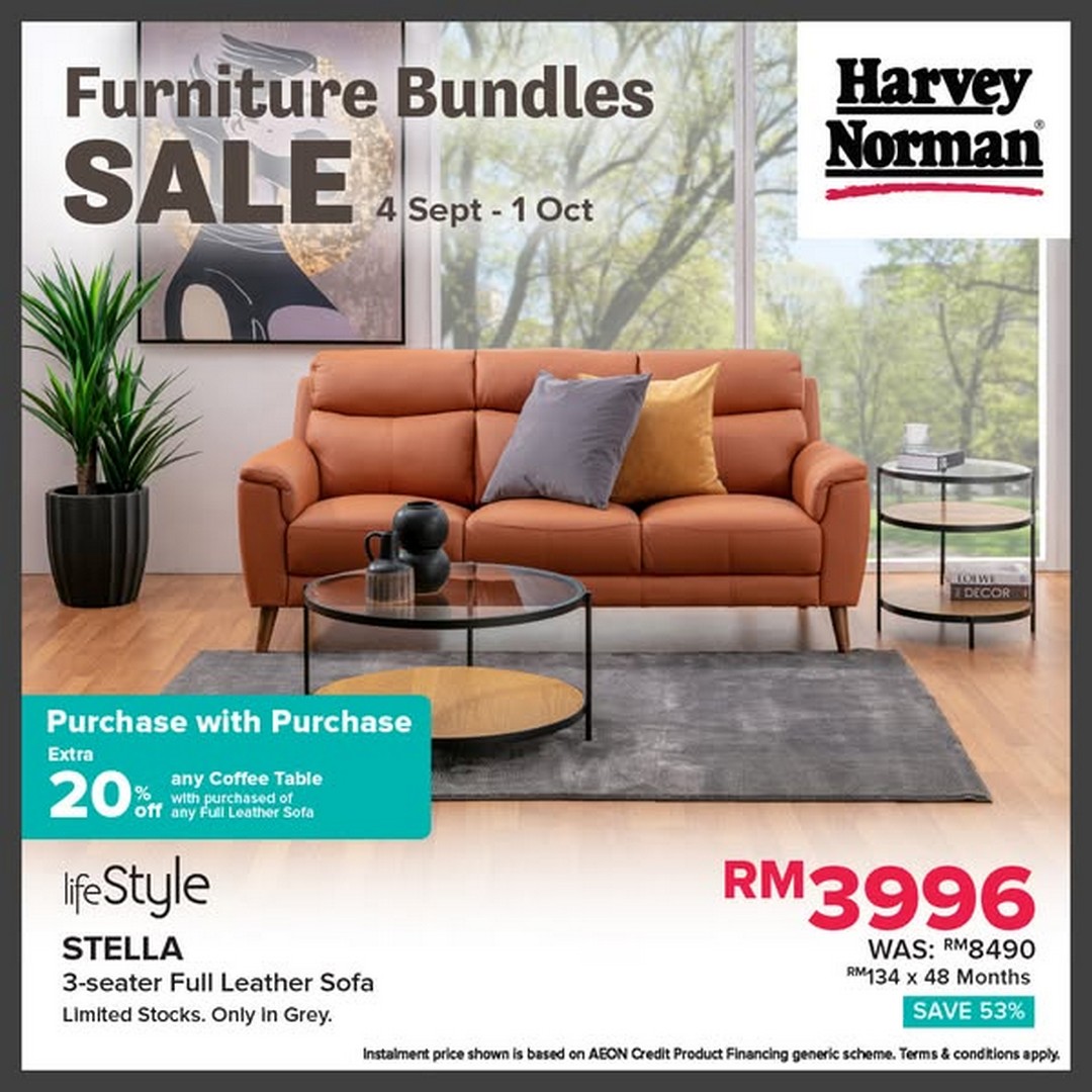 Harvey-Norman-Malaysia-Furniture-Bundles-Sale-2 4 September-1 October 2025: Harvey Norman Malaysia: Furniture Bundles Sale: Extra 20% OFF Coffee Tables with Leather Sofas