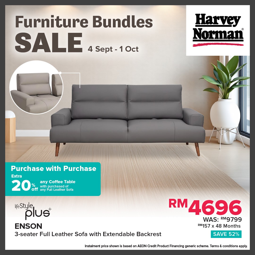 Harvey-Norman-Malaysia-Furniture-Bundles-Sale-5 4 September-1 October 2025: Harvey Norman Malaysia: Furniture Bundles Sale: Extra 20% OFF Coffee Tables with Leather Sofas