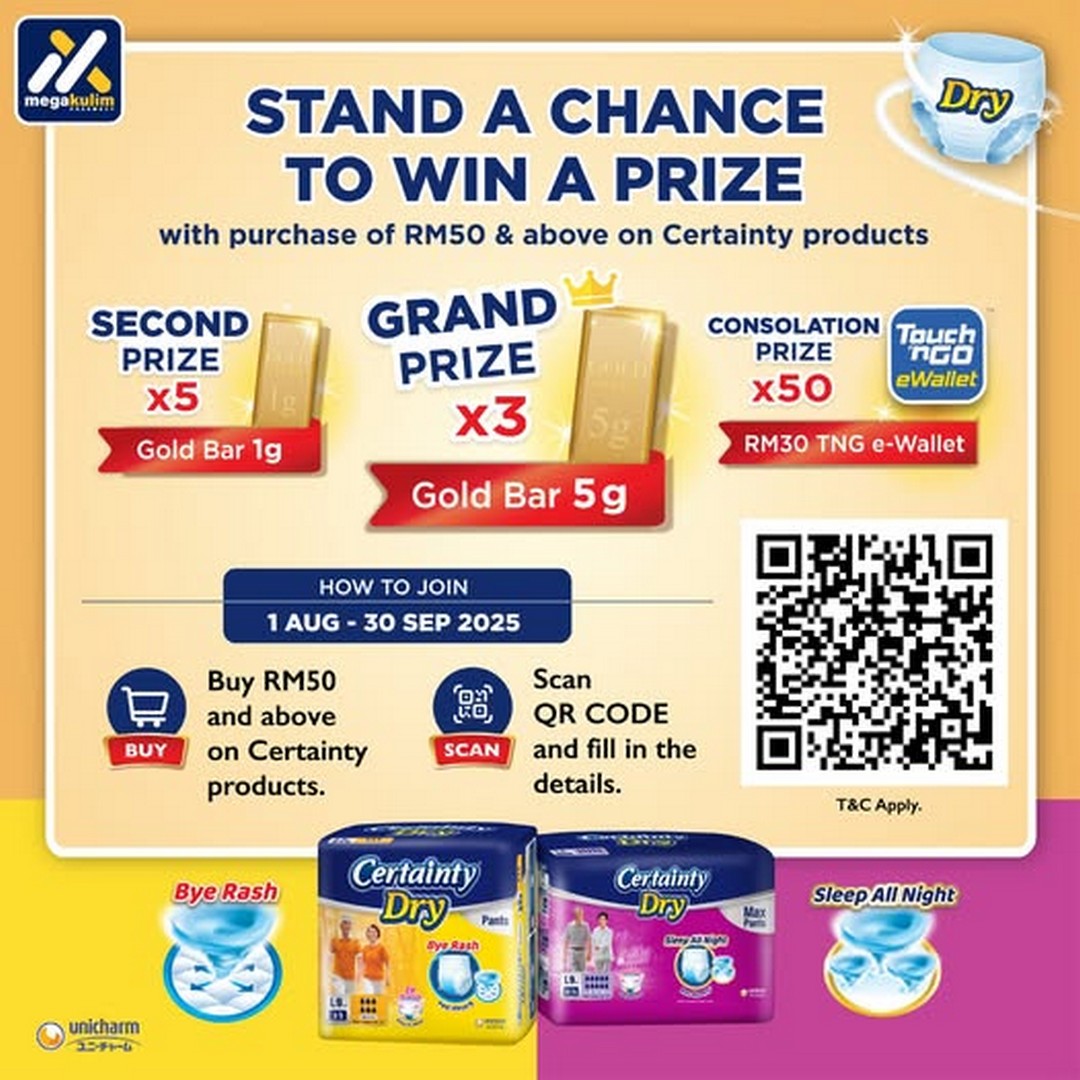 Mega-Kulim-Pharmacy-Spend-Win-Gold-Bars Now till 30 September 2025: Mega Kulim Pharmacy: Spend & Win Gold Bars and Touch ‘n Go Credits Promotion