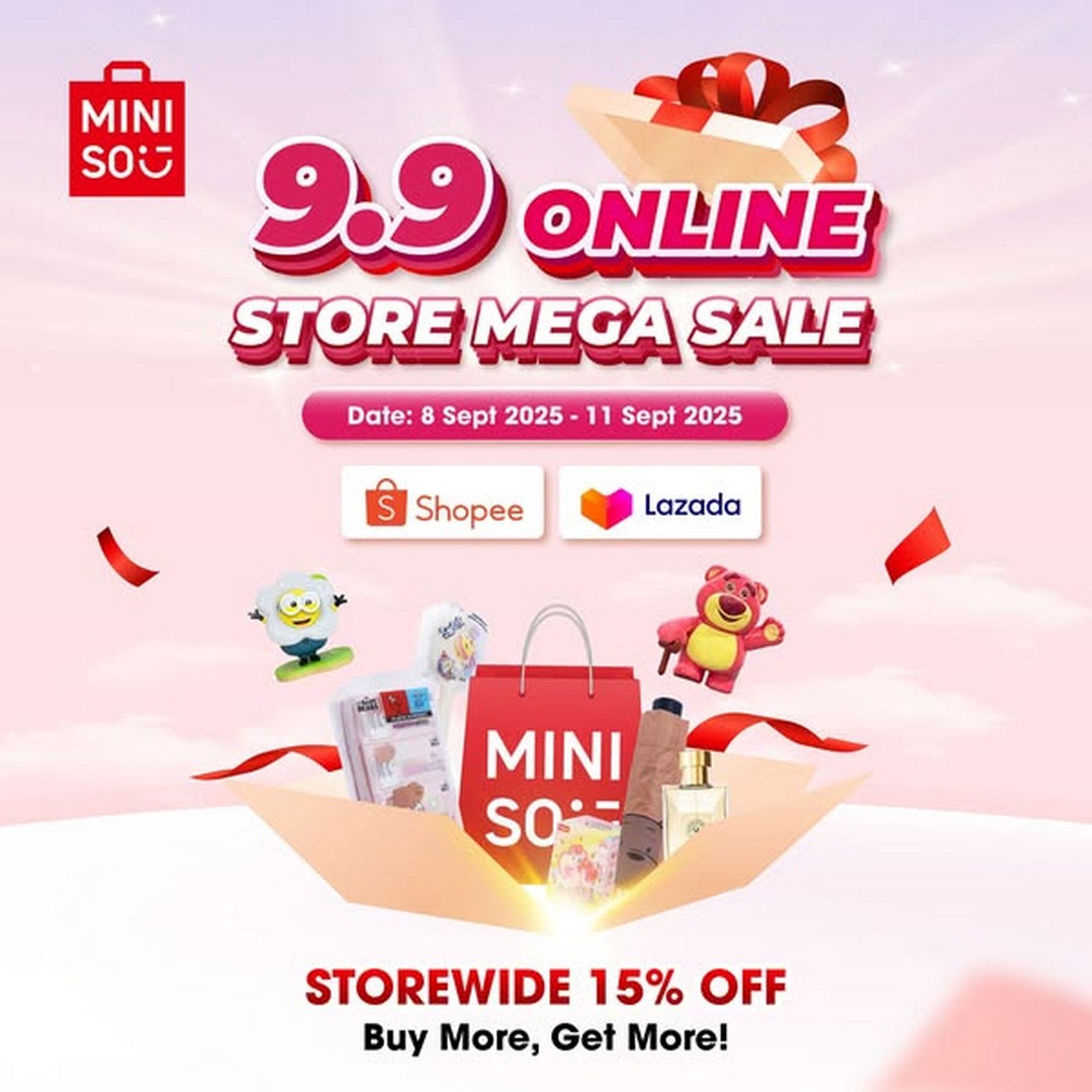 Miniso-Malaysia-9.9-Storewide-Sale 8-11 September 2025: Miniso Malaysia: 9.9 Storewide Sale: Enjoy 15% OFF Across Official Online Stores