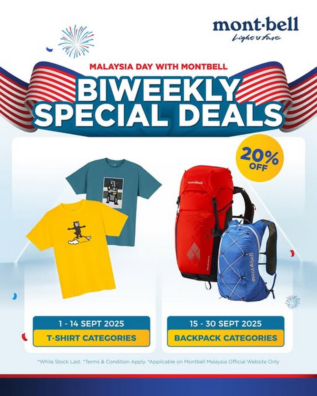 Montbell-Malaysia-Biweekly-Special-Deals 1-30 September 2025: Montbell Malaysia: Biweekly Special Deals: Promotion on T-Shirts & Backpacks