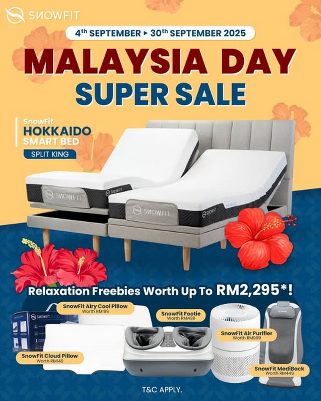SnowFit-Malaysia-Day-Super-Sale 4-30 September 2025: SnowFit Malaysia Day Super Sale: Buy 1 Smart Bed, Get 5 Free Gifts Promotion