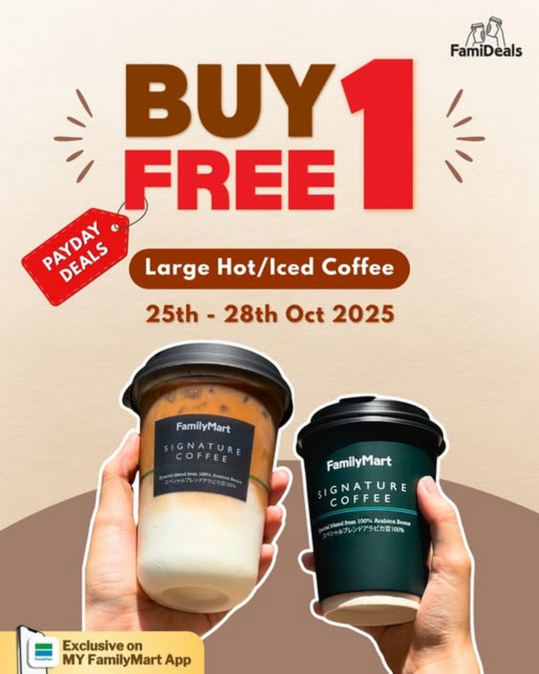 FamilyMart-Malaysia-Payday-Coffee-Treat-Promotion 25-28 October 2025: FamilyMart Malaysia: Payday Coffee Treat Promotion – Buy 1 Free 1 Large Hot or Iced Coffee