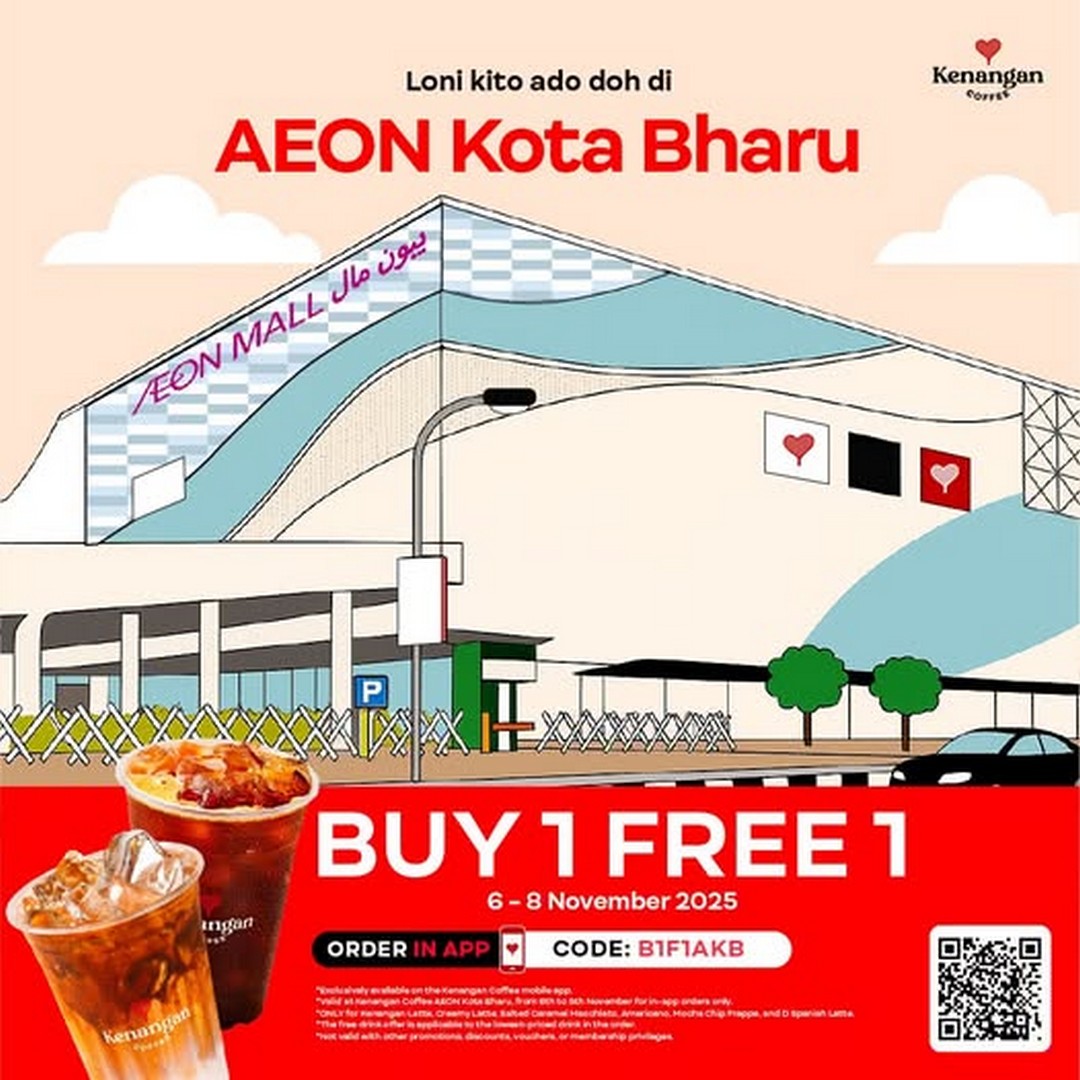 Kenangan-Coffee-Malaysia-Buy-1-Free-1-Coffee-Promotion-1 6-8 November 2025: Kenangan Coffee Malaysia: Buy 1 Free 1 Coffee Promotion at AEON Kota Bharu