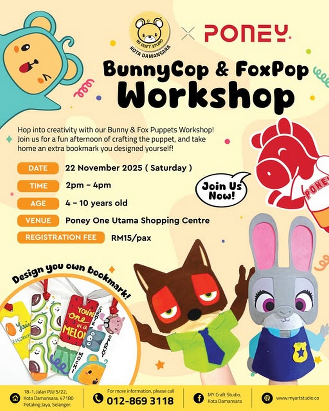 PONEY-Malaysia-x-MY-Craft-Studio-Handcraft-Workshop 22 November 2025: PONEY Malaysia x MY Craft Studio Handcraft Workshop: Creative Kids’ Crafting Event at 1 Utama Shopping Centre