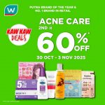 30 October–3 November 2025: Watsons Malaysia: ACNE CARE SECOND ITEM 60% OFF Promotion – Double Up Your Skincare Routine Without Breaking the Bank