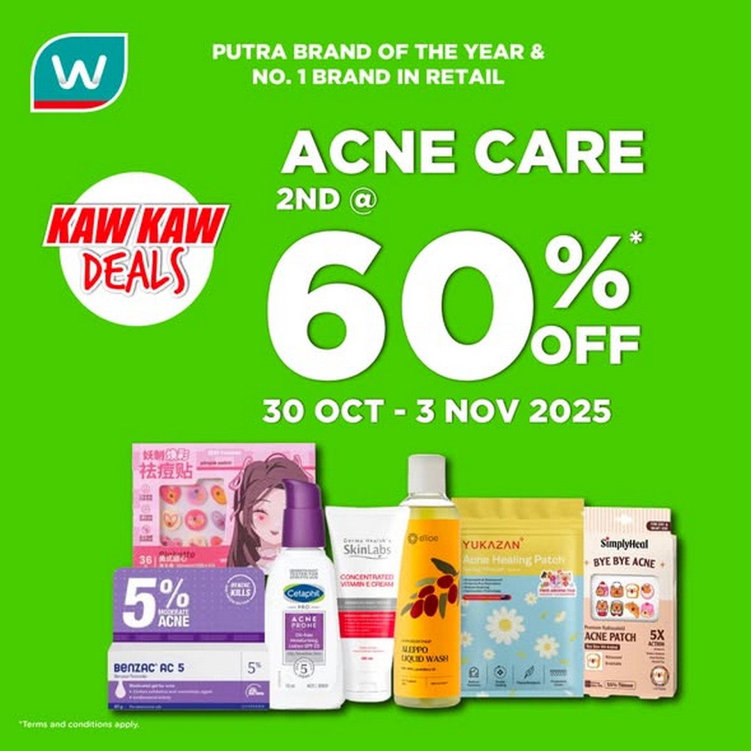 Watsons-Malaysia-ACNE-CARE-SECOND-ITEM-60-OFF-Promotion 30 October–3 November 2025: Watsons Malaysia: ACNE CARE SECOND ITEM 60% OFF Promotion – Double Up Your Skincare Routine Without Breaking the Bank