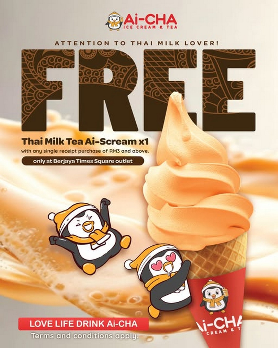 Ai-CHA-Malaysia-Spend-Get-Free-Thai-Black 4–23 November 2025: Ai-CHA Malaysia: Spend & Get Free Thai Black Tea Ice Cream Cone Promotion at Berjaya Times Square