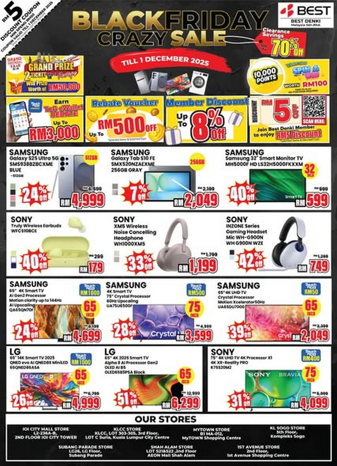BEST-DENKI-Malaysia-Black-Friday-Crazy-Sale-1-2 28-30 November 2025: BEST DENKI Malaysia: Black Friday Crazy Sale with RM5 Off Every RM100 Spent – Incredible Discounts Up to 70%