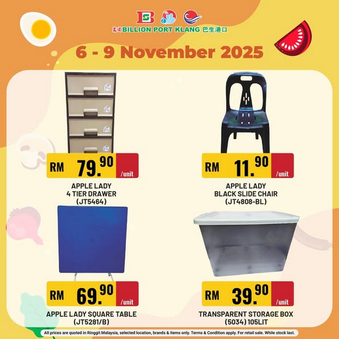 Billion-Malaysia-4-Days-Mega-Home-Sale-1 6-9 November 2025: Billion Malaysia: 4-Days Mega Home Sale– Incredible Deals on Storage, Tables & Chairs