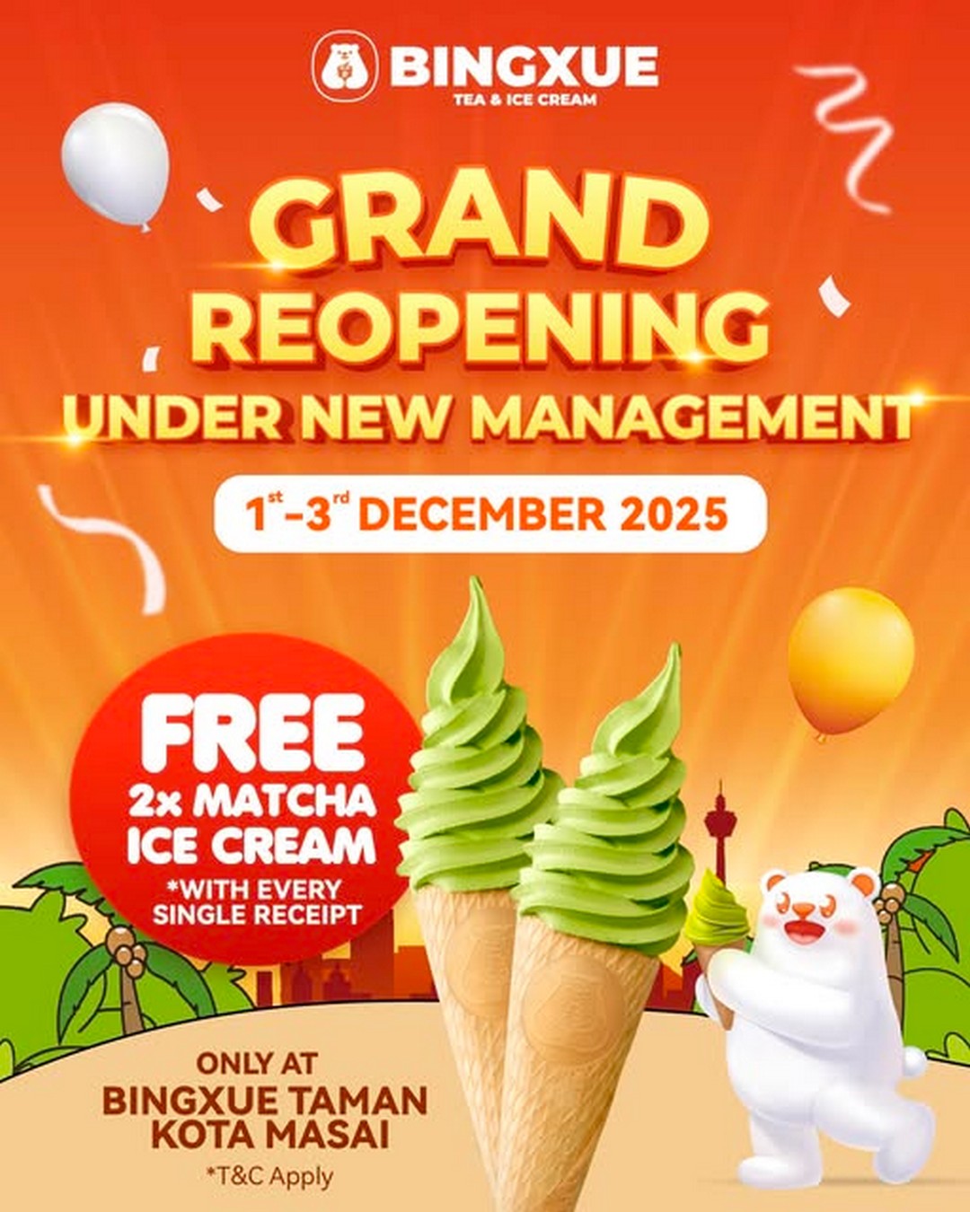 Bingxue-Malaysia-Grand-Reopening-Celebration 1–3 December 2025: Bingxue Malaysia Grand Reopening Celebration: Exclusive Promotion to Enjoy at Kota Masai