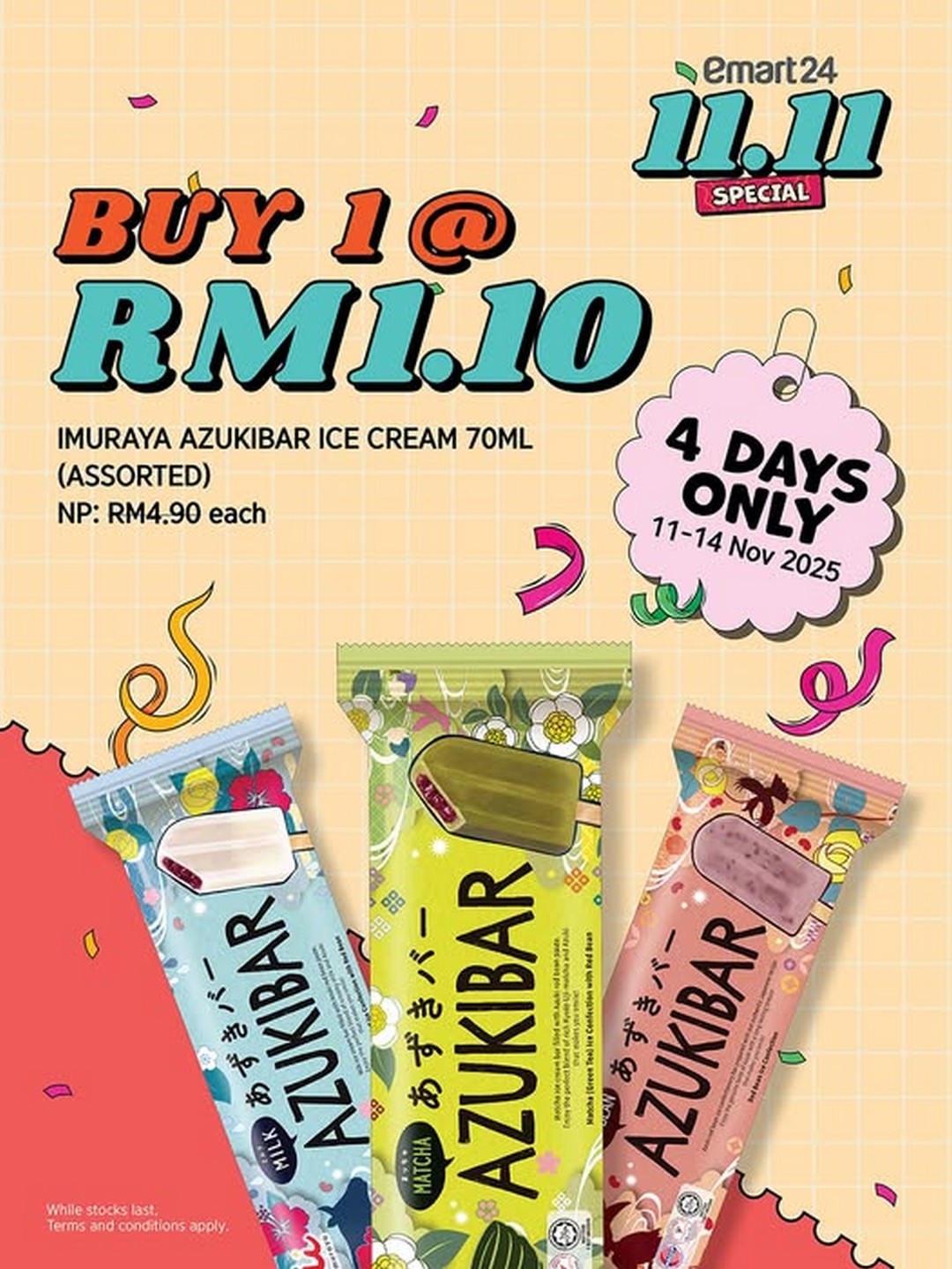 Emart24-Malaysia-Imuraya-Azukibar-Ice-Cream 11-14 November 2025: Emart24 Malaysia: Imuraya Azukibar Ice Cream RM1.10 Promotion
