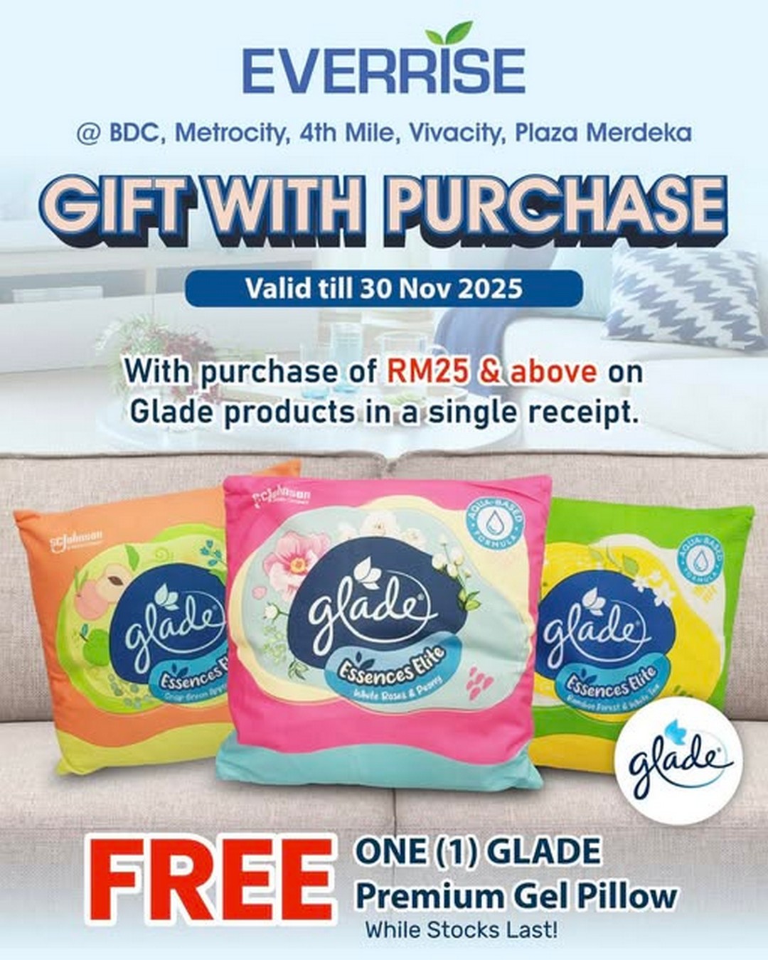 Everrise-Free-Glade-Premium-Gel-Pillow Now till 30 November 2025: Everrise: Free Glade Premium Gel Pillow Giveaway Promotion