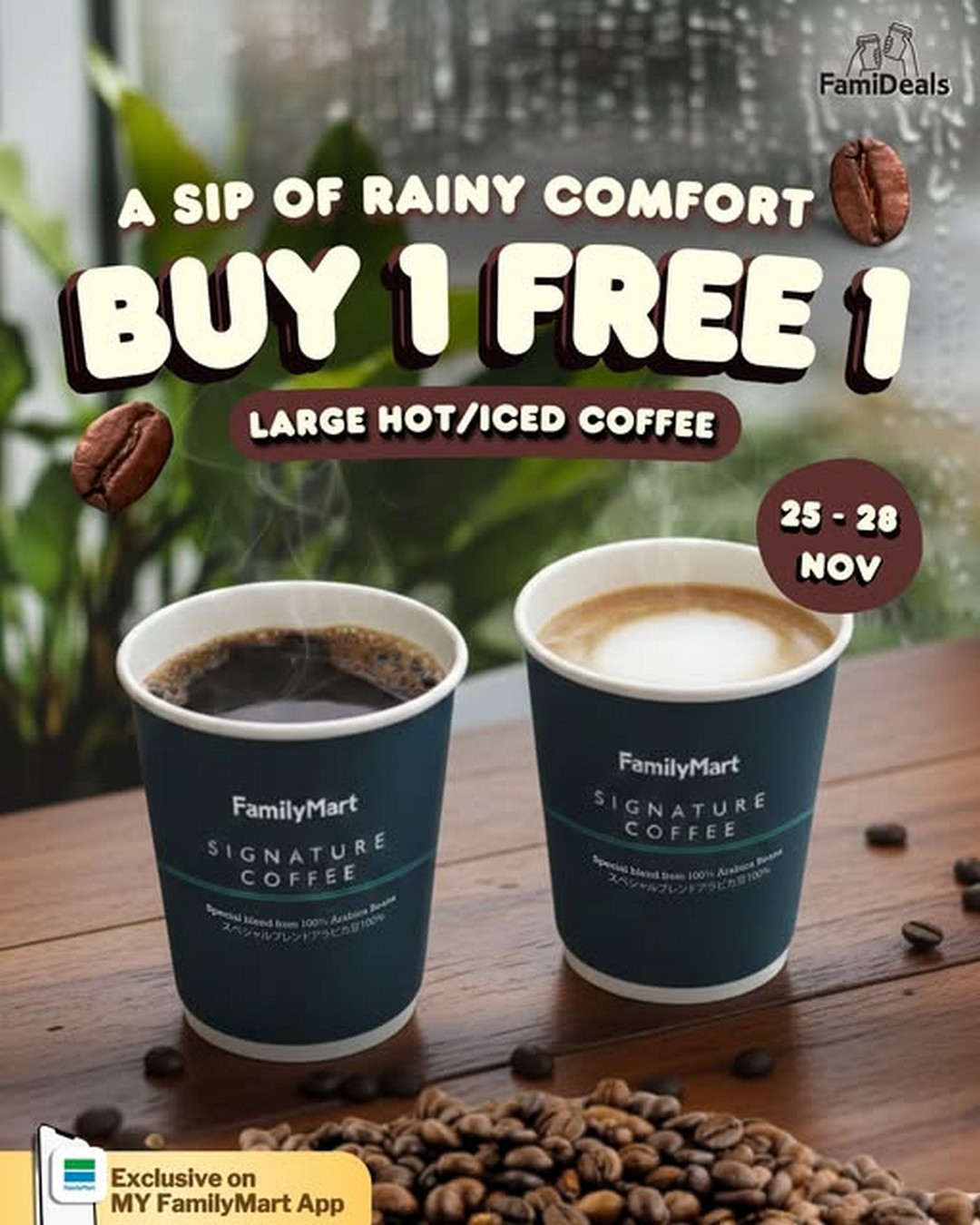 FamilyMart-Malaysia-Buy-1-Free-1-Large-Hot-or-Iced-Coffee-Promotion 25-28 November 2025: FamilyMart Malaysia: Buy 1 Free 1 Large Hot or Iced Coffee Promotion, Payday Coffee Deal for Members