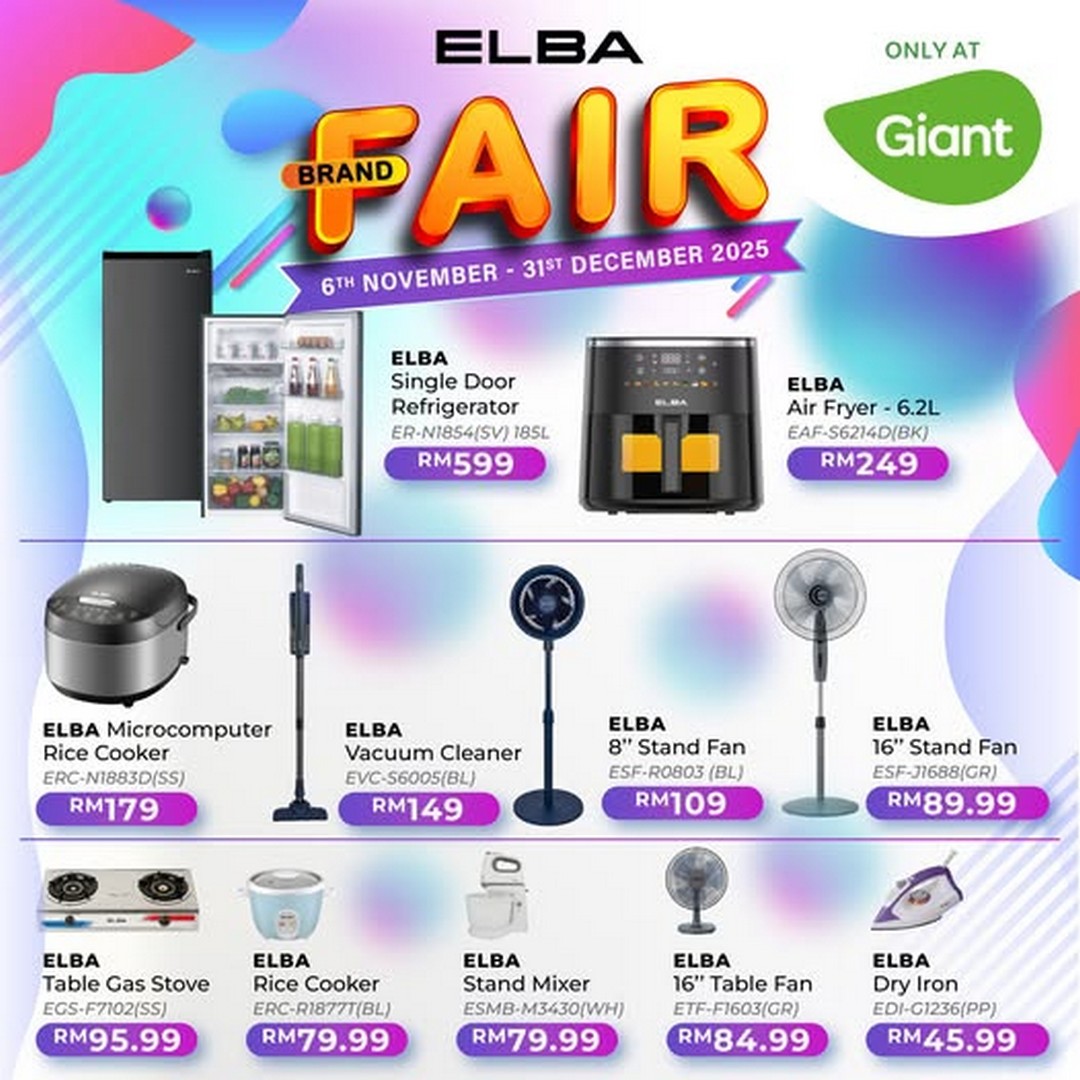 Giant-Malaysia-ELBA-Appliances-Brand-Fair-Promotion Now till 31 December 2025: Giant Malaysia: ELBA Appliances Brand Fair Promotion – Upgrade Your Home with Innovative Appliances