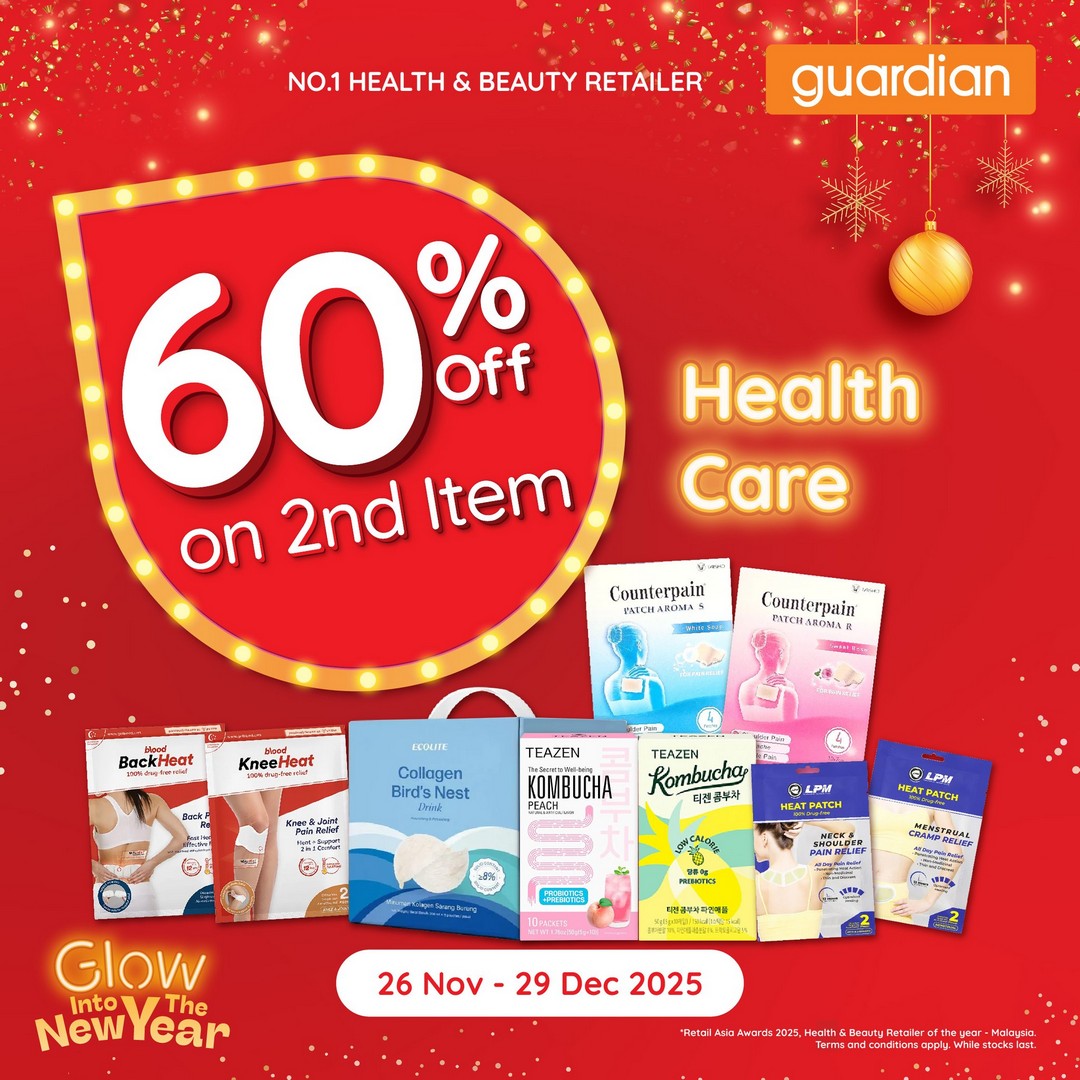 Guardian-Malaysia-60-OFF-Second-Item-Promotion-4 26 November–29 December 2025: Guardian Malaysia: 60% OFF Second Item Promotion with Member Rewards and Free Gifts, In-Store and Online Savings