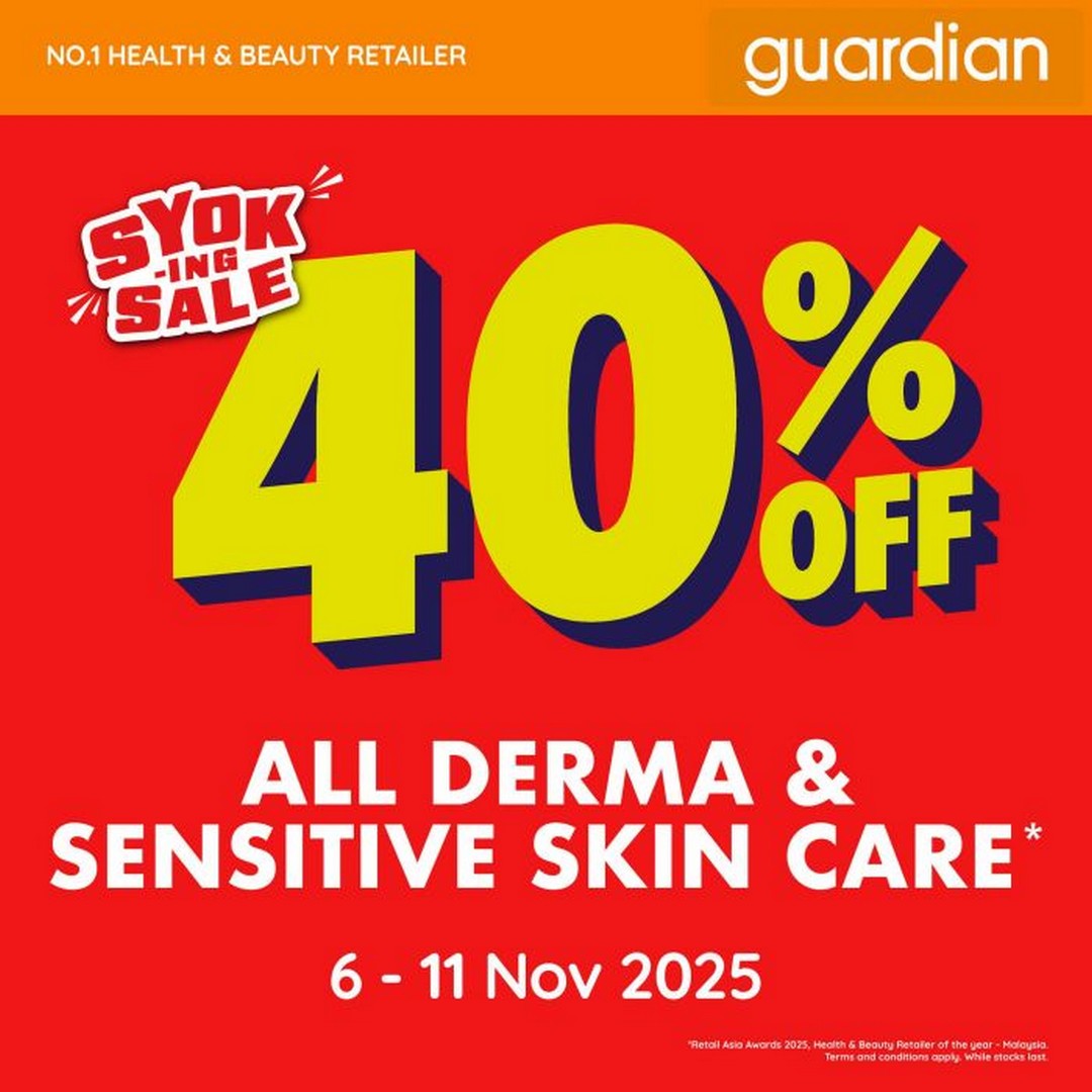 Guardian-Malaysia-SYOK-ing-Sale 6-11 November 2025: Guardian Malaysia: SYOK-ing Sale – 40% OFF Derma & Sensitive Skin Care Promotion