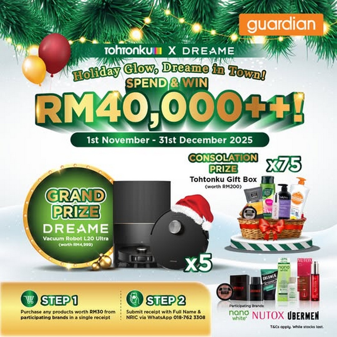 Guardian-Malaysia-Tohtonku-Year-End-Contest 1 November – 31 December 2025: Guardian Malaysia: Tohtonku Year-End Contest – Shop and Win Prizes Worth Up to RM4,999!