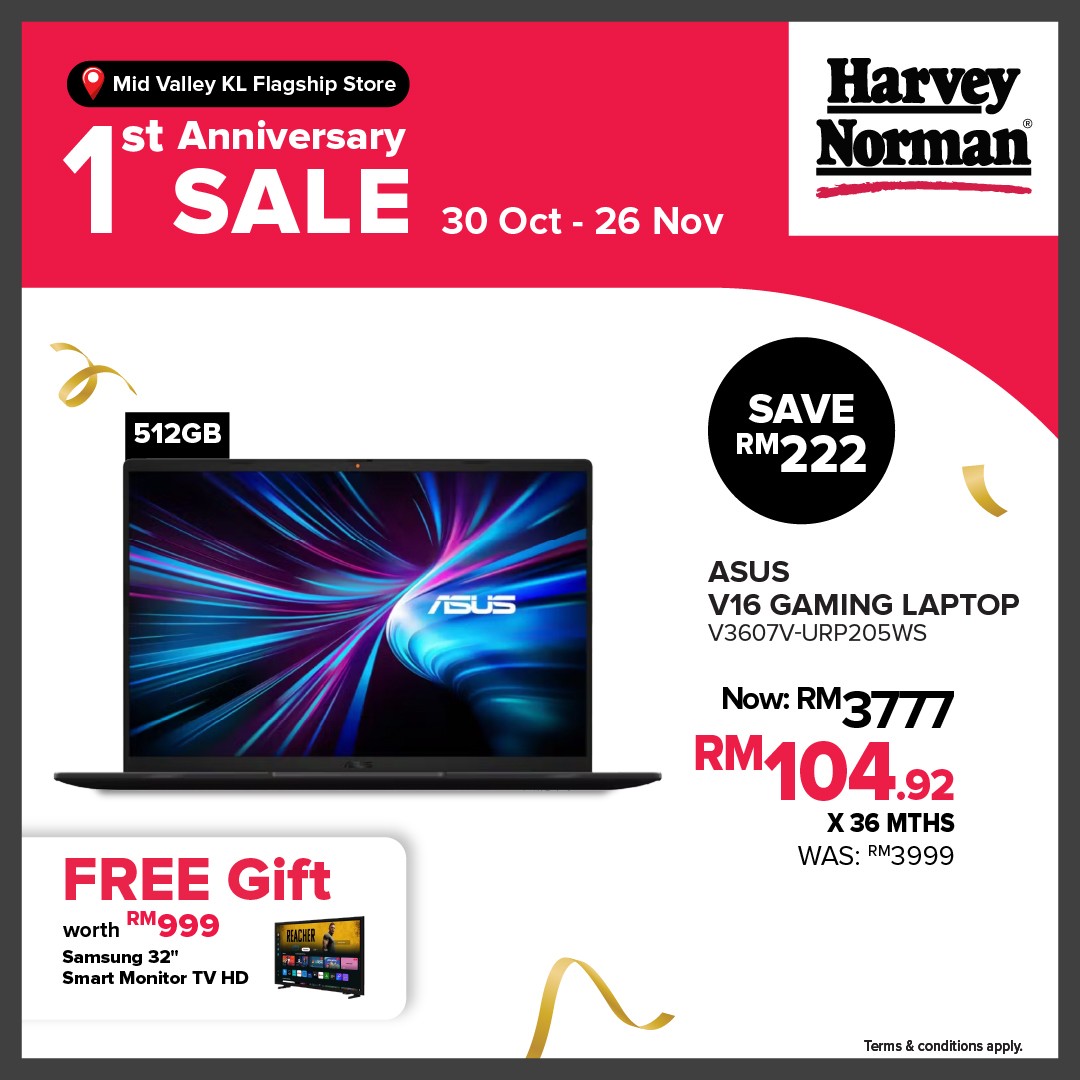 Harvey-Norman-Malaysia-1st-Anniversary-Sale-6 30 October-26 November 2025: Harvey Norman Malaysia: 1st Anniversary Sale: Huge Discounts Up to 78% Off