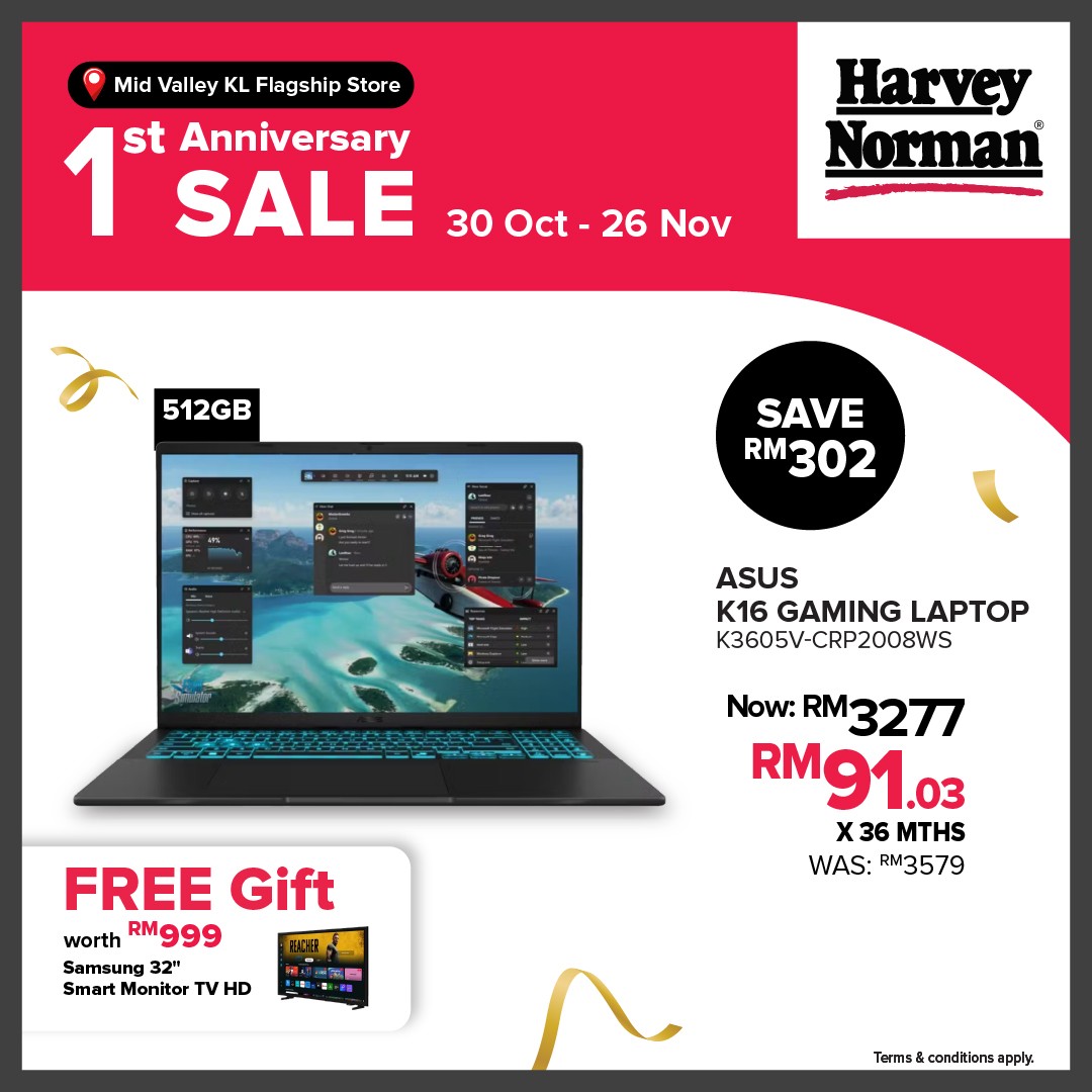 Harvey-Norman-Malaysia-1st-Anniversary-Sale-7 30 October-26 November 2025: Harvey Norman Malaysia: 1st Anniversary Sale: Huge Discounts Up to 78% Off
